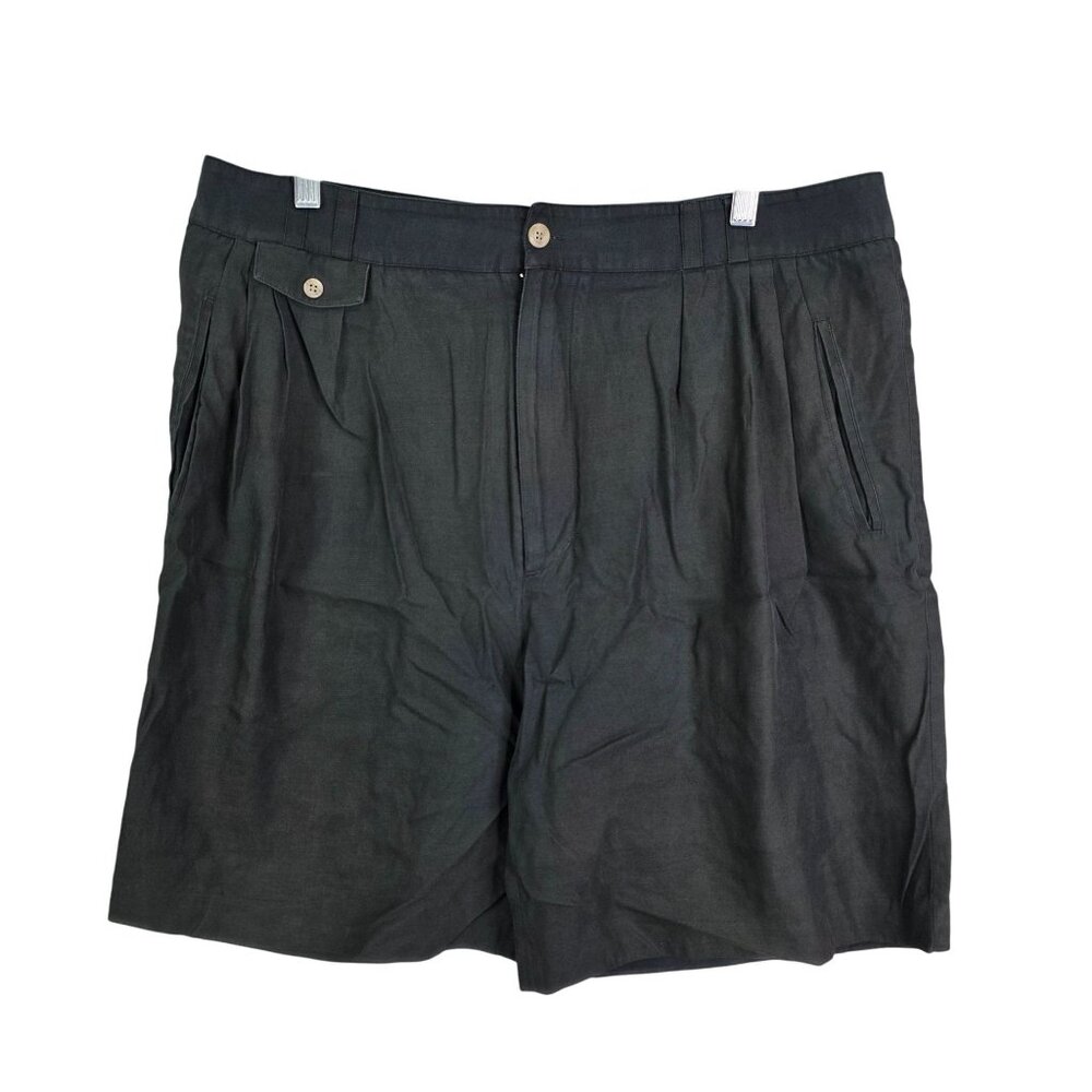 Mens Axis Black Pleated Chino Shorts 8" Inseam Silk Cotton Blend Size 38